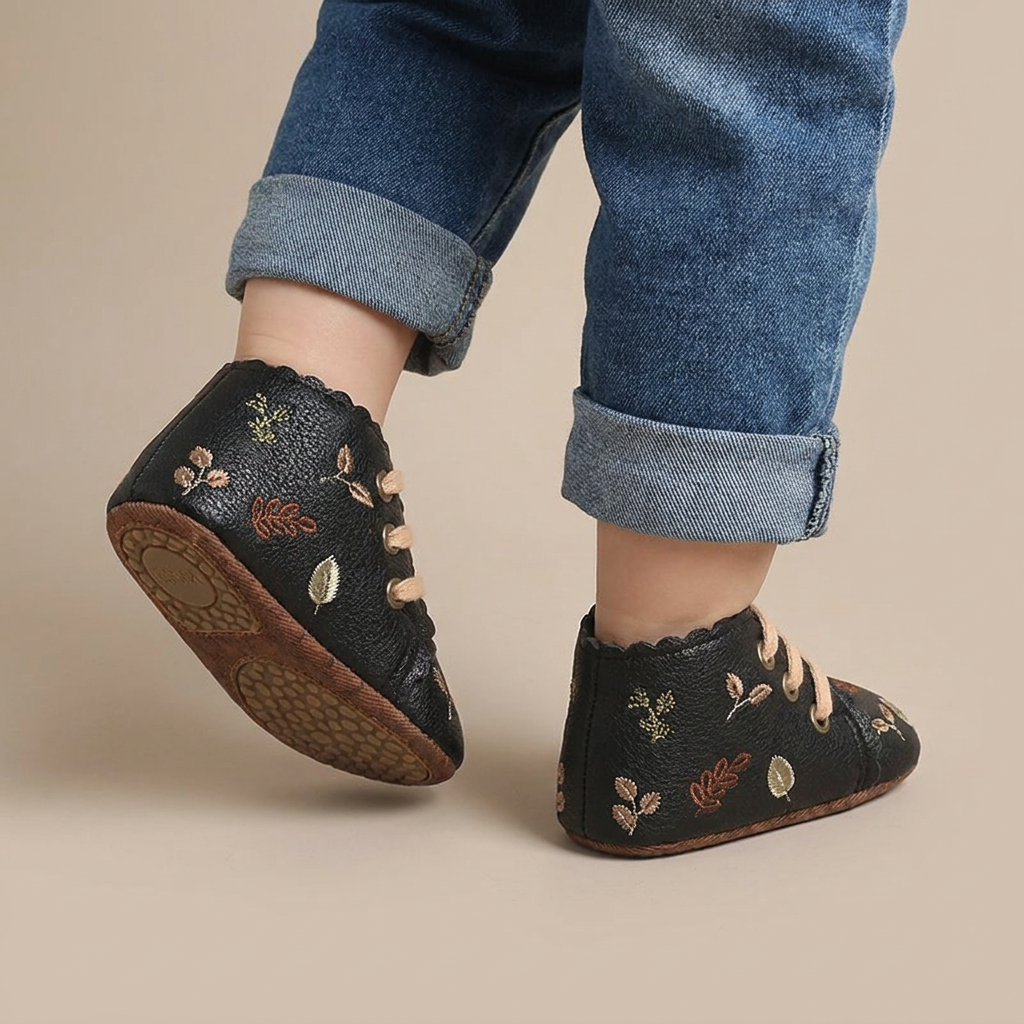 Leaf Print Lace-Up Sneaker Shoes