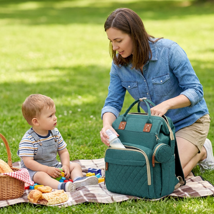 3-in-1 Travel Diaper Backpack with Foldable Baby Bed – Perfect for On-the-Go Parents