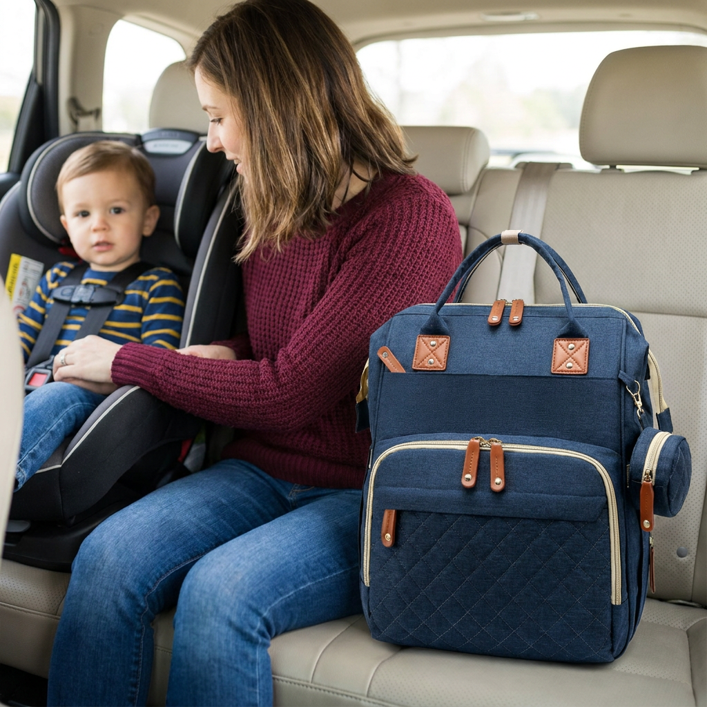3-in-1 Travel Diaper Backpack with Foldable Baby Bed – Perfect for On-the-Go Parents