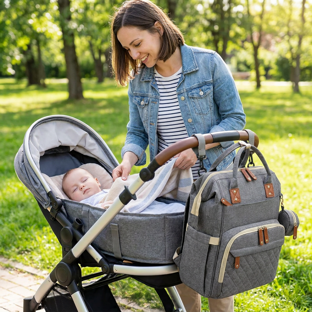 3-in-1 Travel Diaper Backpack with Foldable Baby Bed – Perfect for On-the-Go Parents