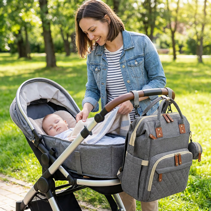 3-in-1 Travel Diaper Backpack with Foldable Baby Bed – Perfect for On-the-Go Parents