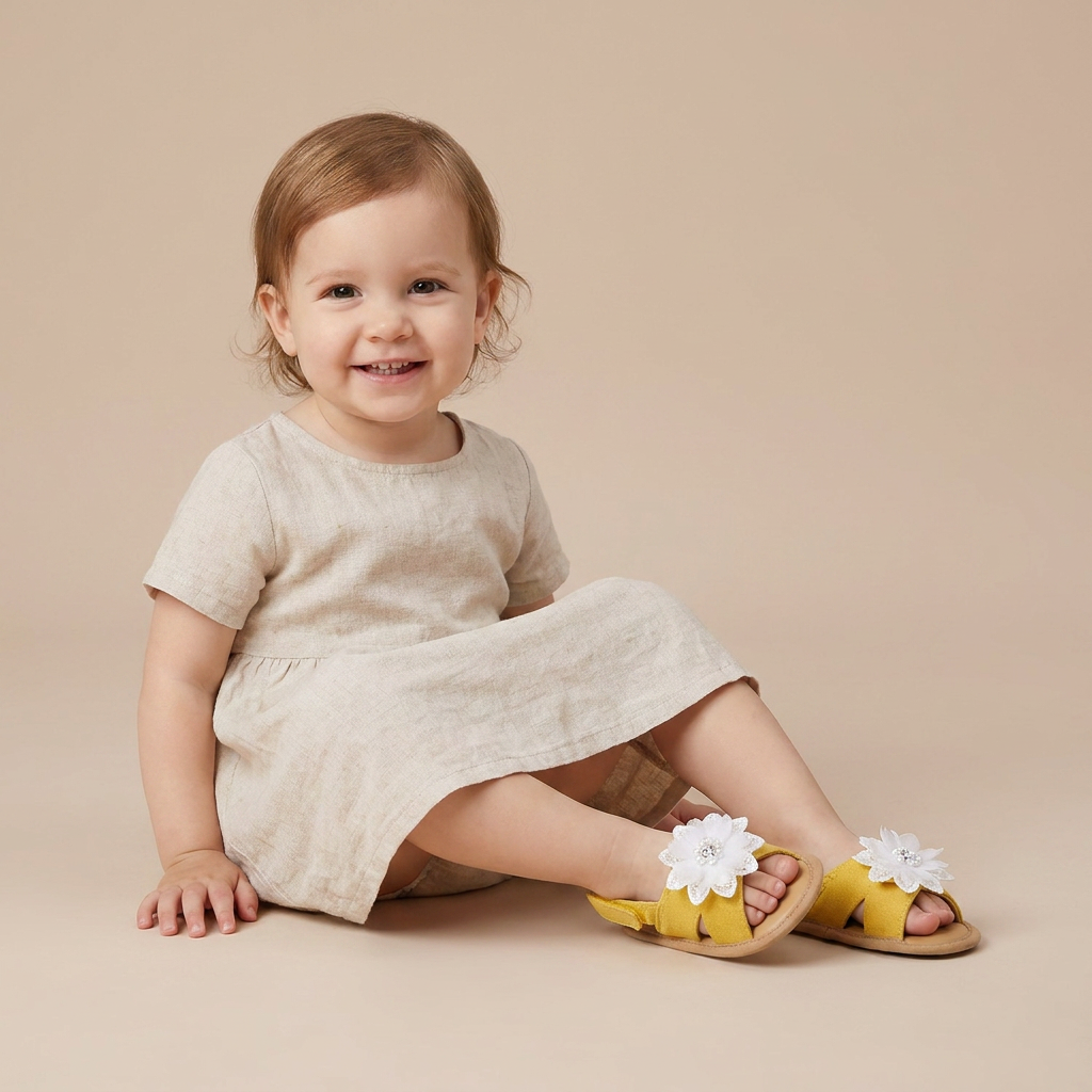 Chiffon Flower Flat Sandals
