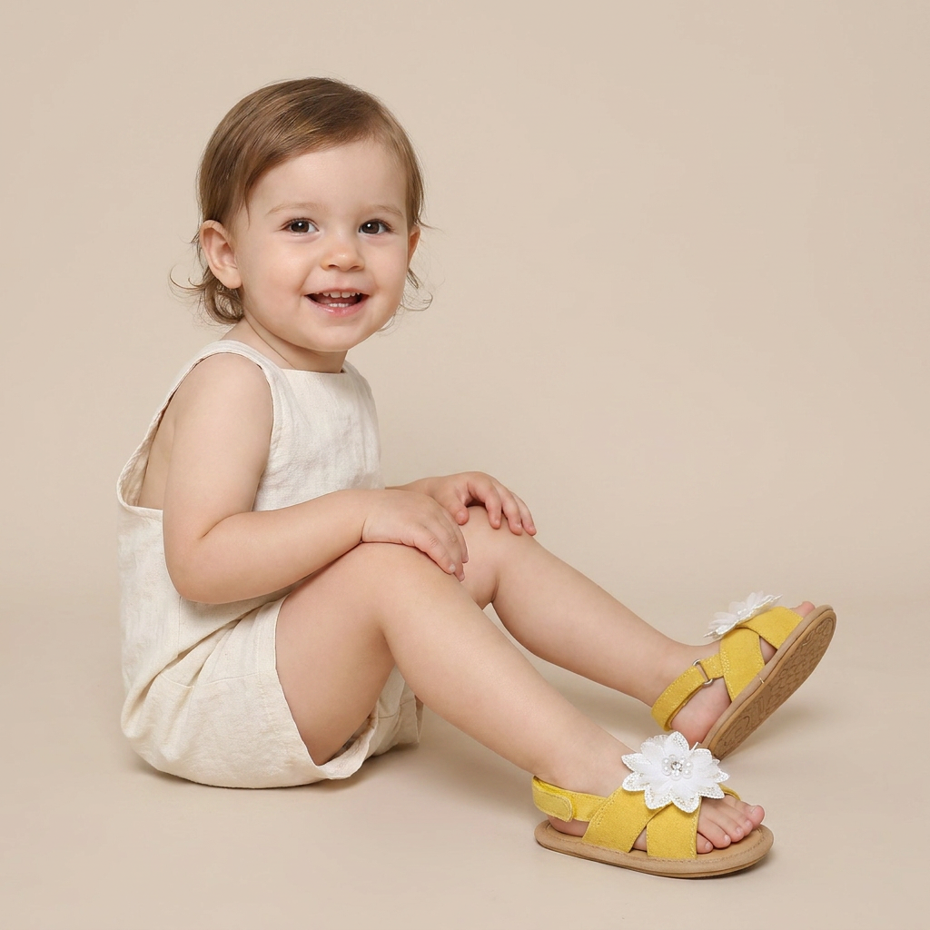 Chiffon Flower Flat Sandals