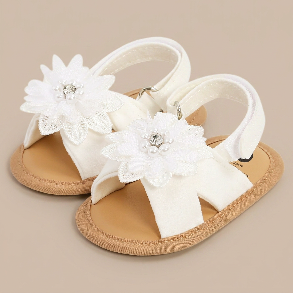 Chiffon Flower Flat Sandals