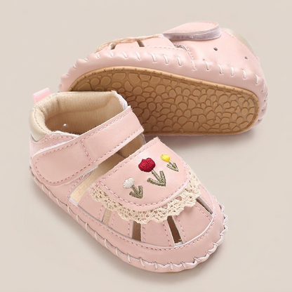 Lace Trim Flower Sneaker Sandals