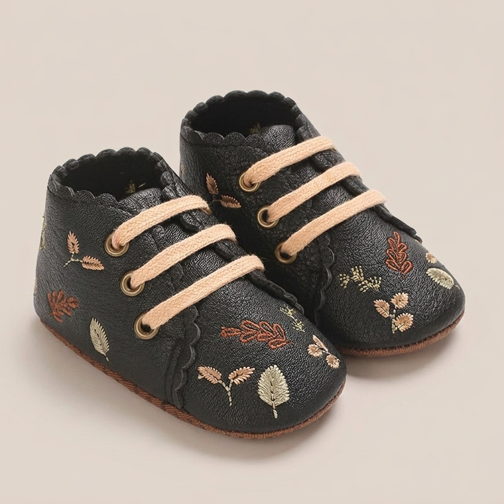Leaf Print Lace-Up Sneaker Shoes
