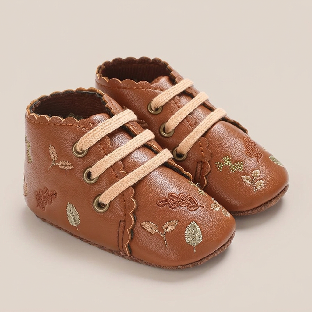 Leaf Print Lace-Up Sneaker Shoes