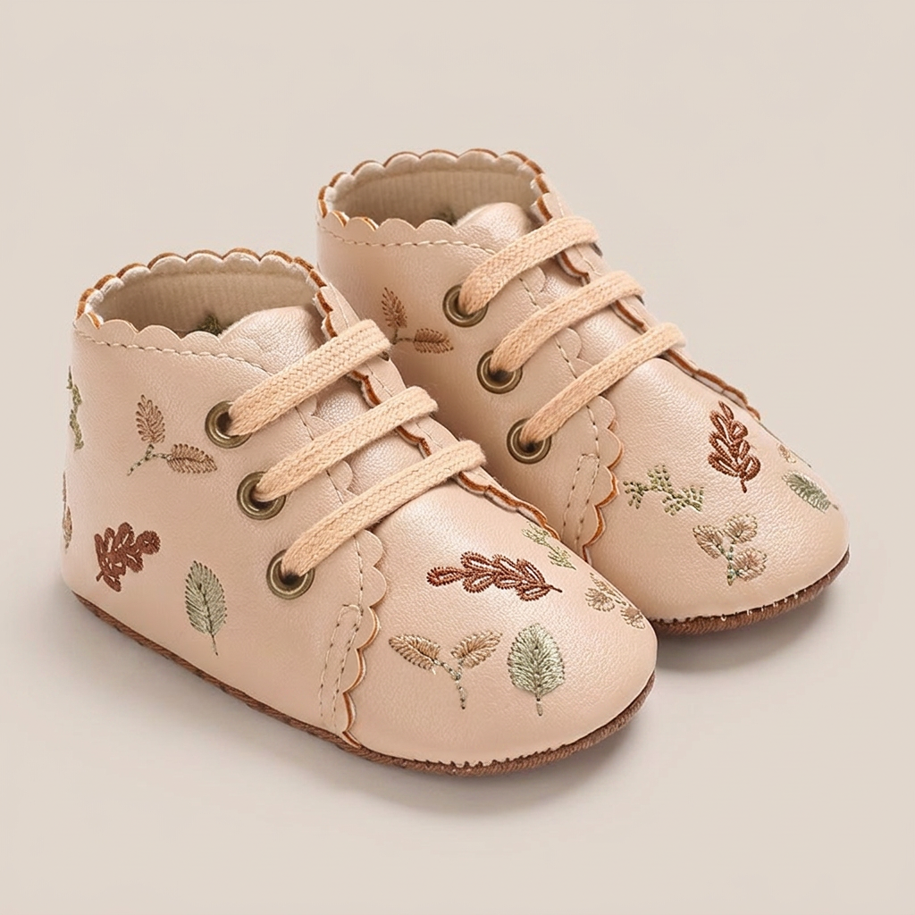 Leaf Print Lace-Up Sneaker Shoes