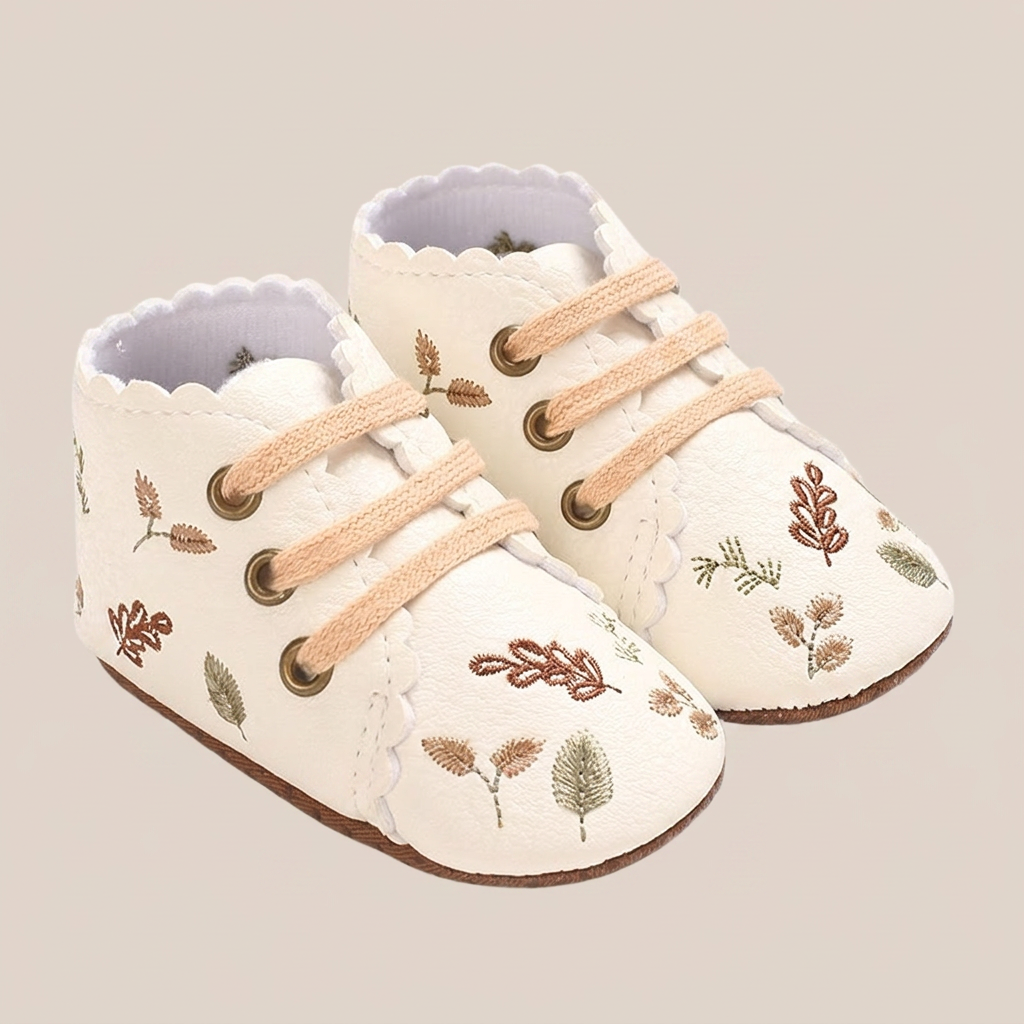 Leaf Print Lace-Up Sneaker Shoes