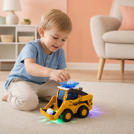 Musical Light-Up Excavator Toy with Continuous Ball Scooping Action
