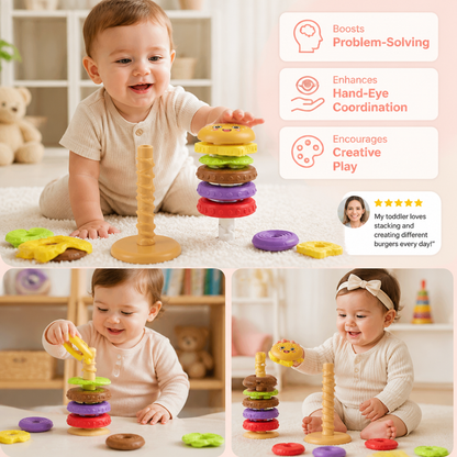 Interactive Rotating Burger Stacking Puzzle
