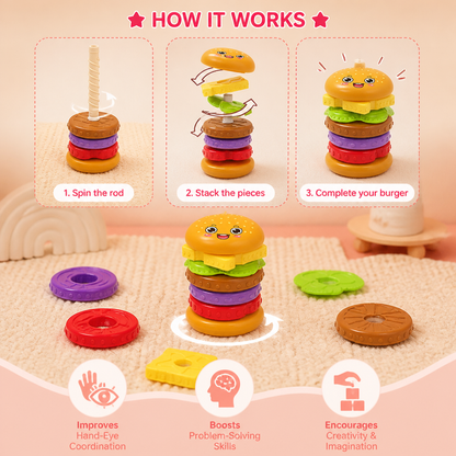 Interactive Rotating Burger Stacking Puzzle