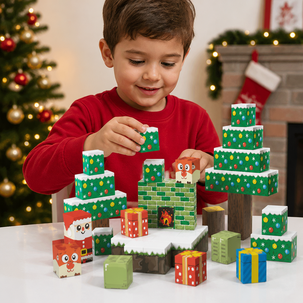 54-Piece Christmas Magnetic Building Blocks Set for Kids