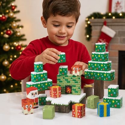54-Piece Christmas Magnetic Building Blocks Set for Kids