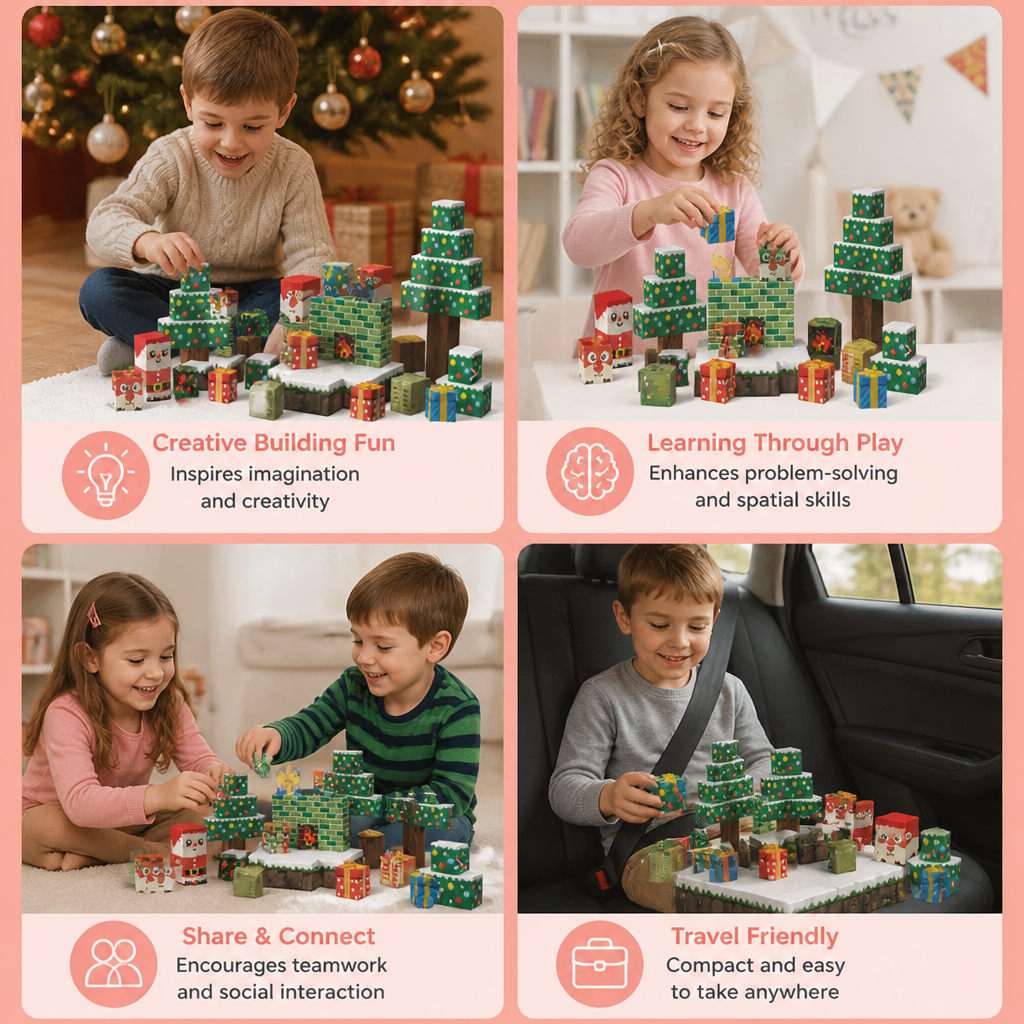 54-Piece Christmas Magnetic Building Blocks Set for Kids