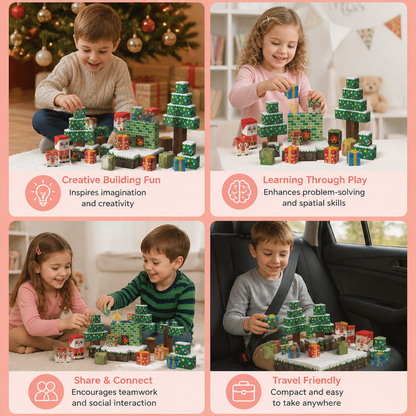 54-Piece Christmas Magnetic Building Blocks Set for Kids
