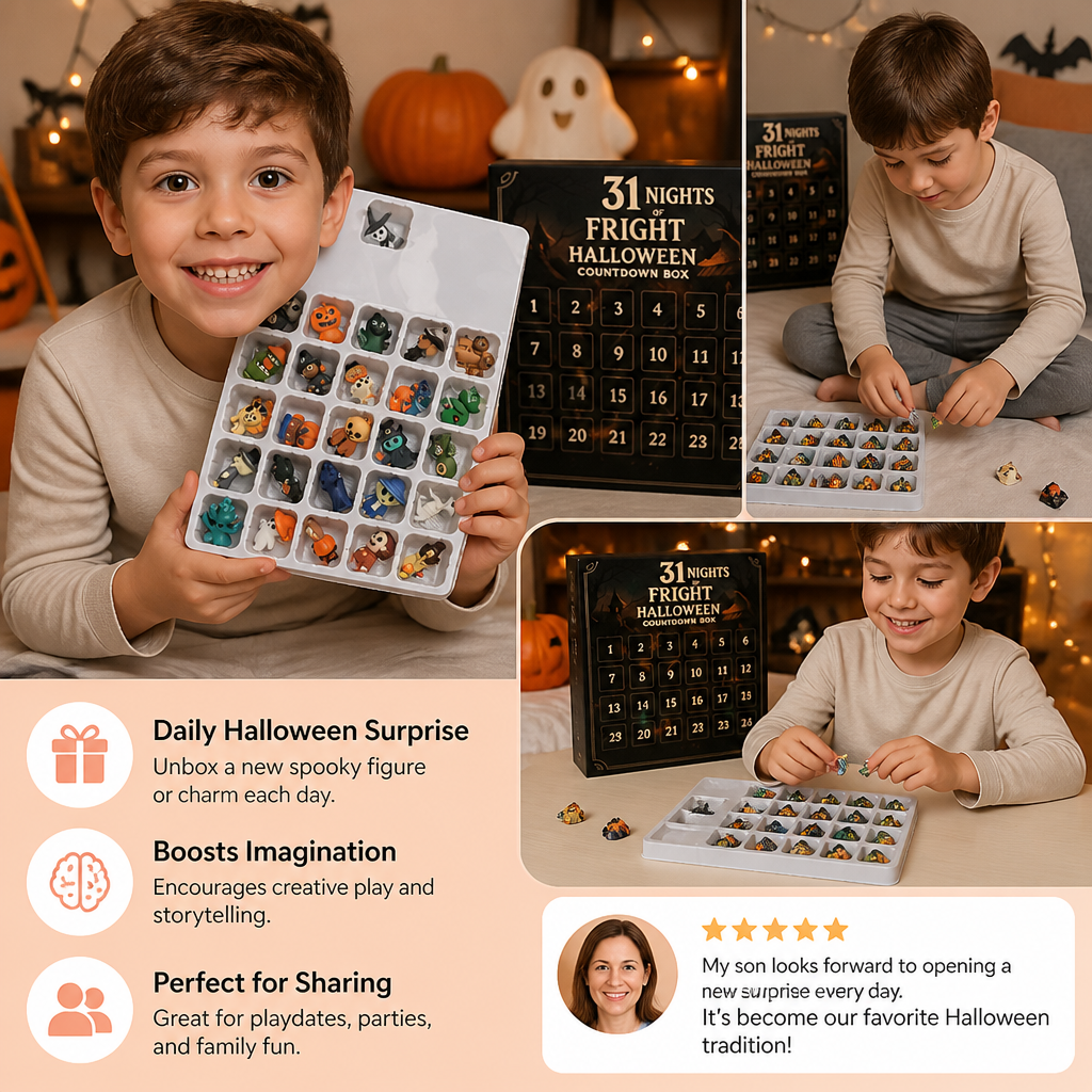 Halloween Countdown Calendar with Surprise Horror Mini Figures & Charms