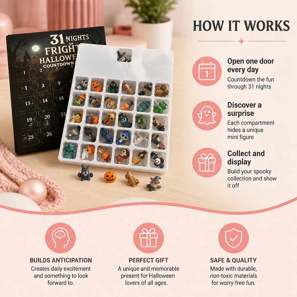 Halloween Countdown Calendar with Surprise Horror Mini Figures & Charms