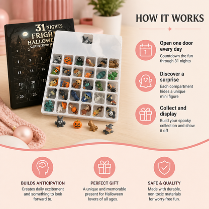 Halloween Countdown Calendar with Surprise Horror Mini Figures & Charms