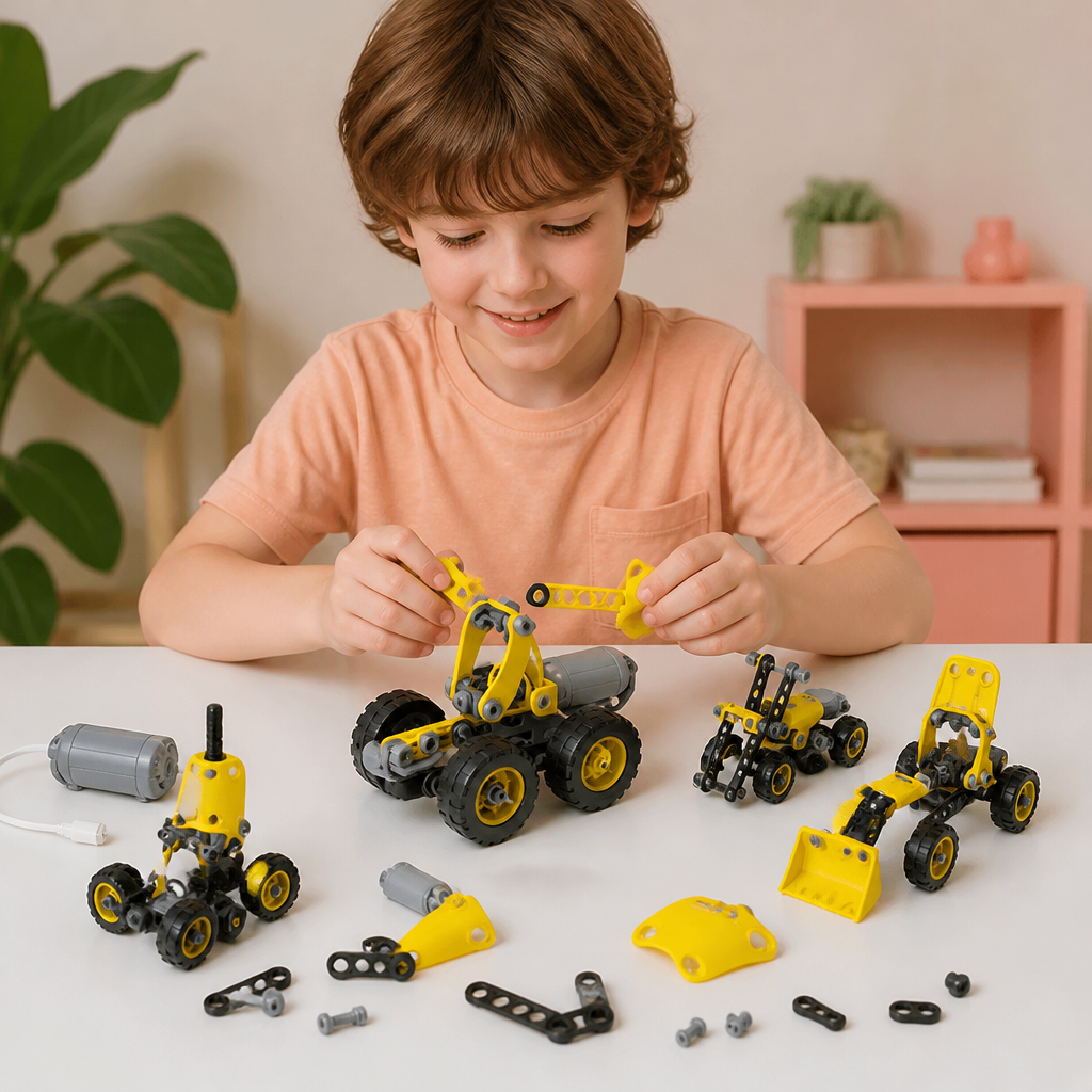 10-in-1 Creative Electric Construction Truck Building Set for Kids