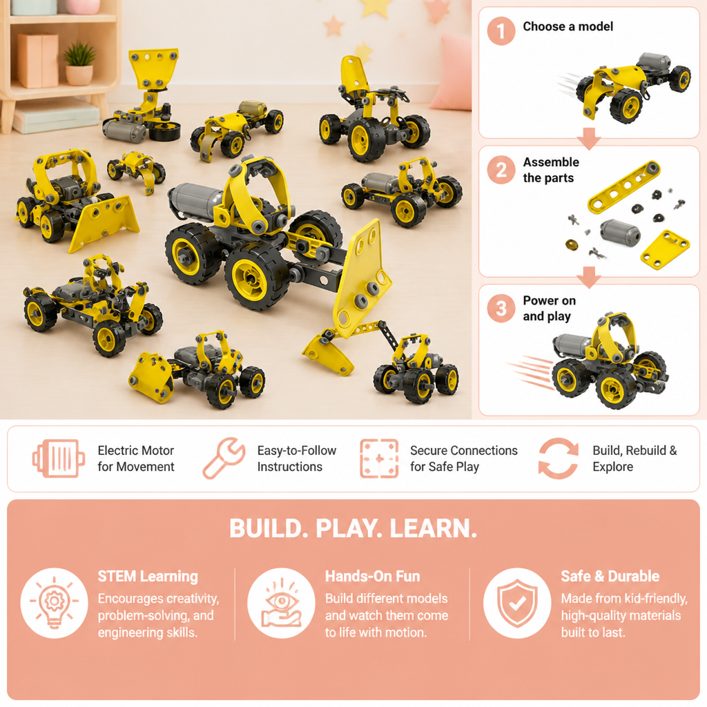 10-in-1 Creative Electric Construction Truck Building Set for Kids