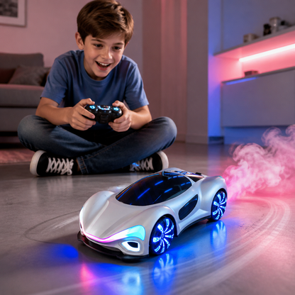Light-Up RC Drift Car with Spray Effect & Charging Station