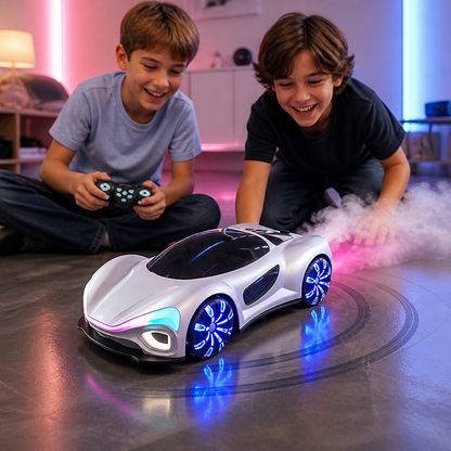 Light-Up RC Drift Car with Spray Effect & Charging Station