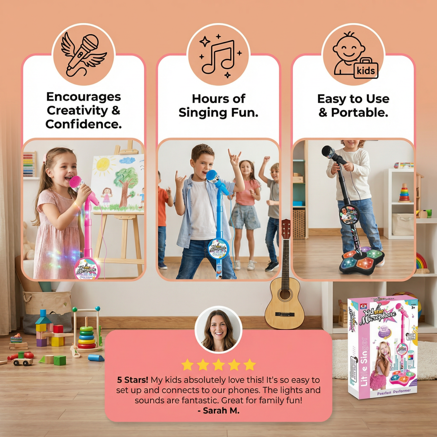 Kids Karaoke Machine with Microphone Stand – Singing Fun Set