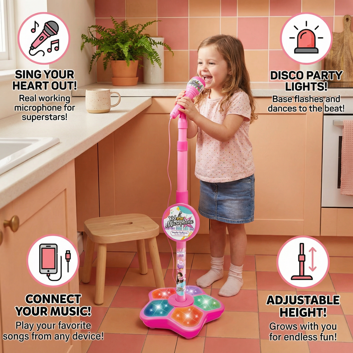 Kids Karaoke Machine with Microphone Stand – Singing Fun Set