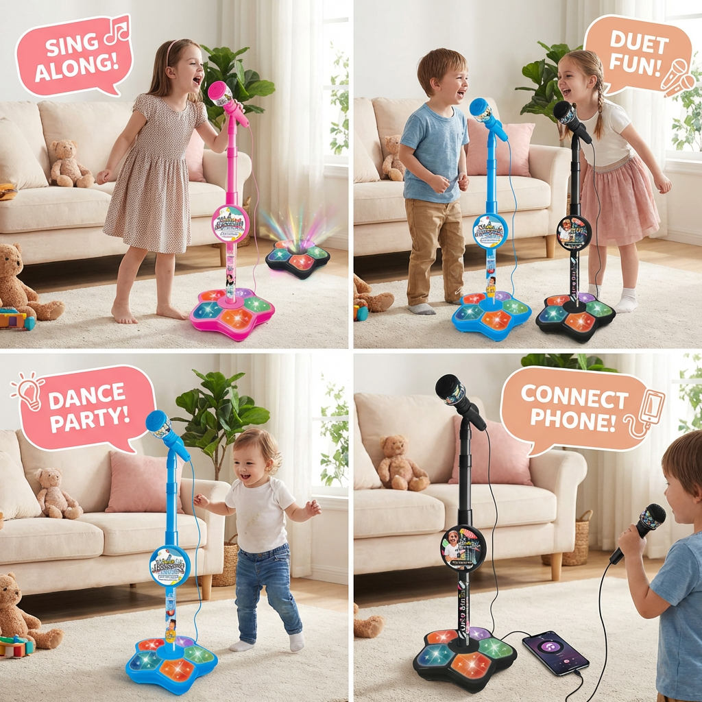 Kids Karaoke Machine with Microphone Stand – Singing Fun Set