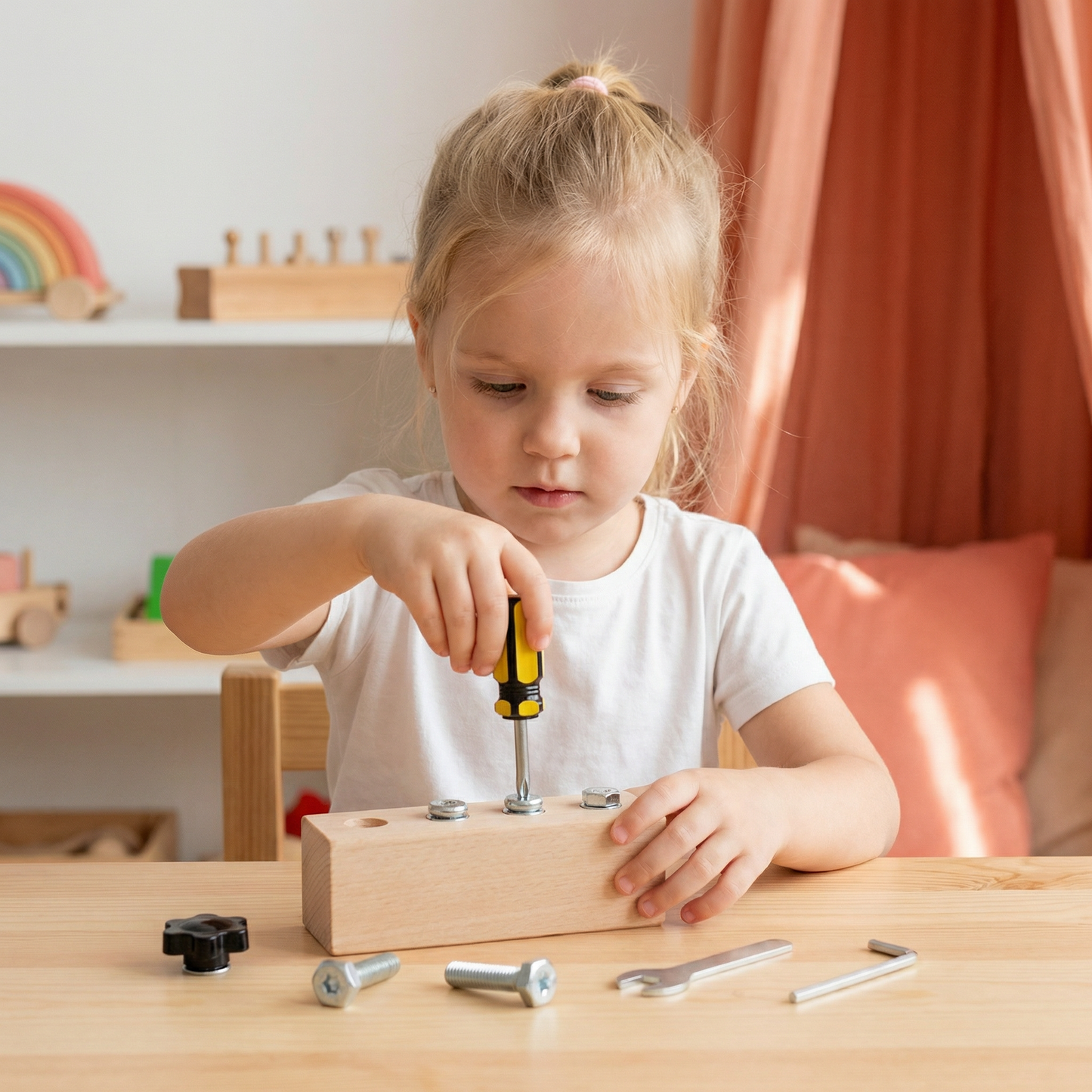 Montessori Wooden Screw & Nut Toy – Fine Motor Skills & Focus Training for Kids