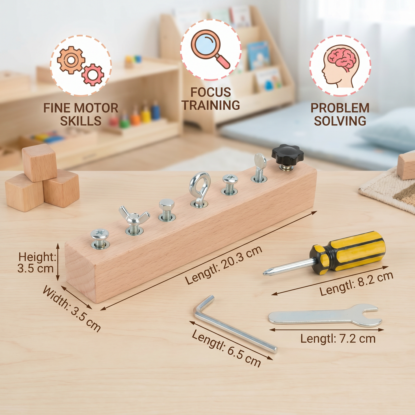 Montessori Wooden Screw & Nut Toy – Fine Motor Skills & Focus Training for Kids