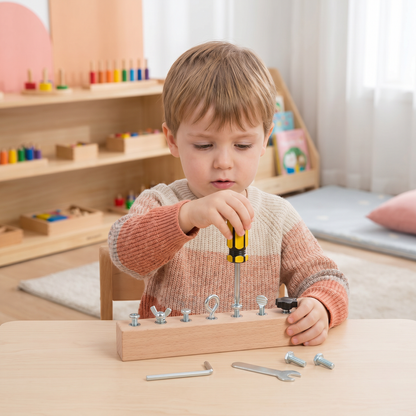 Montessori Wooden Screw & Nut Toy – Fine Motor Skills & Focus Training for Kids