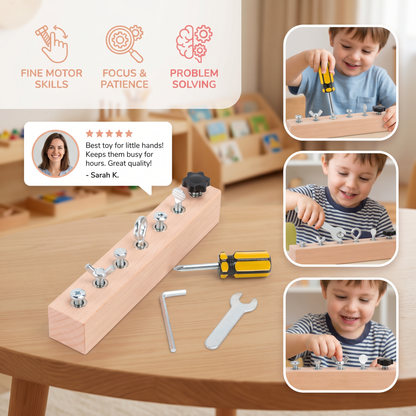 Montessori Wooden Screw & Nut Toy – Fine Motor Skills & Focus Training for Kids
