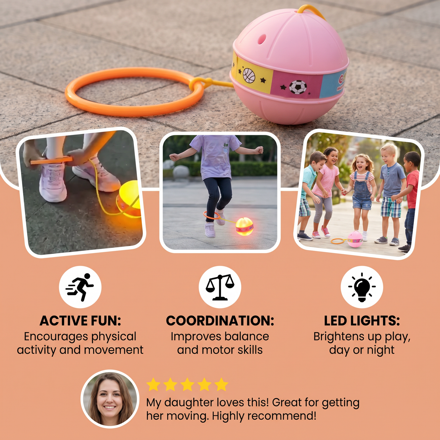LED Ankle Skip Ball – Interactive Jumping Toy for Kids