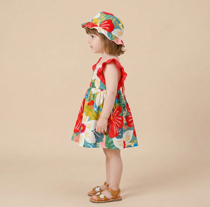 Tropical Bloom Dress Set & Hat