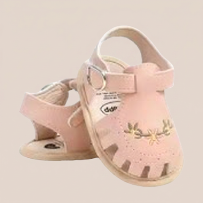 Embroidered Floral Closed-Toe Sandals