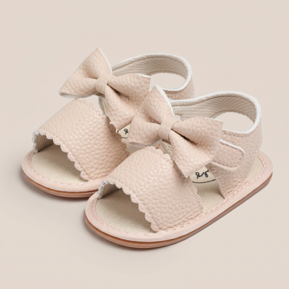 Peep-Toe Bow Slingback Sandals