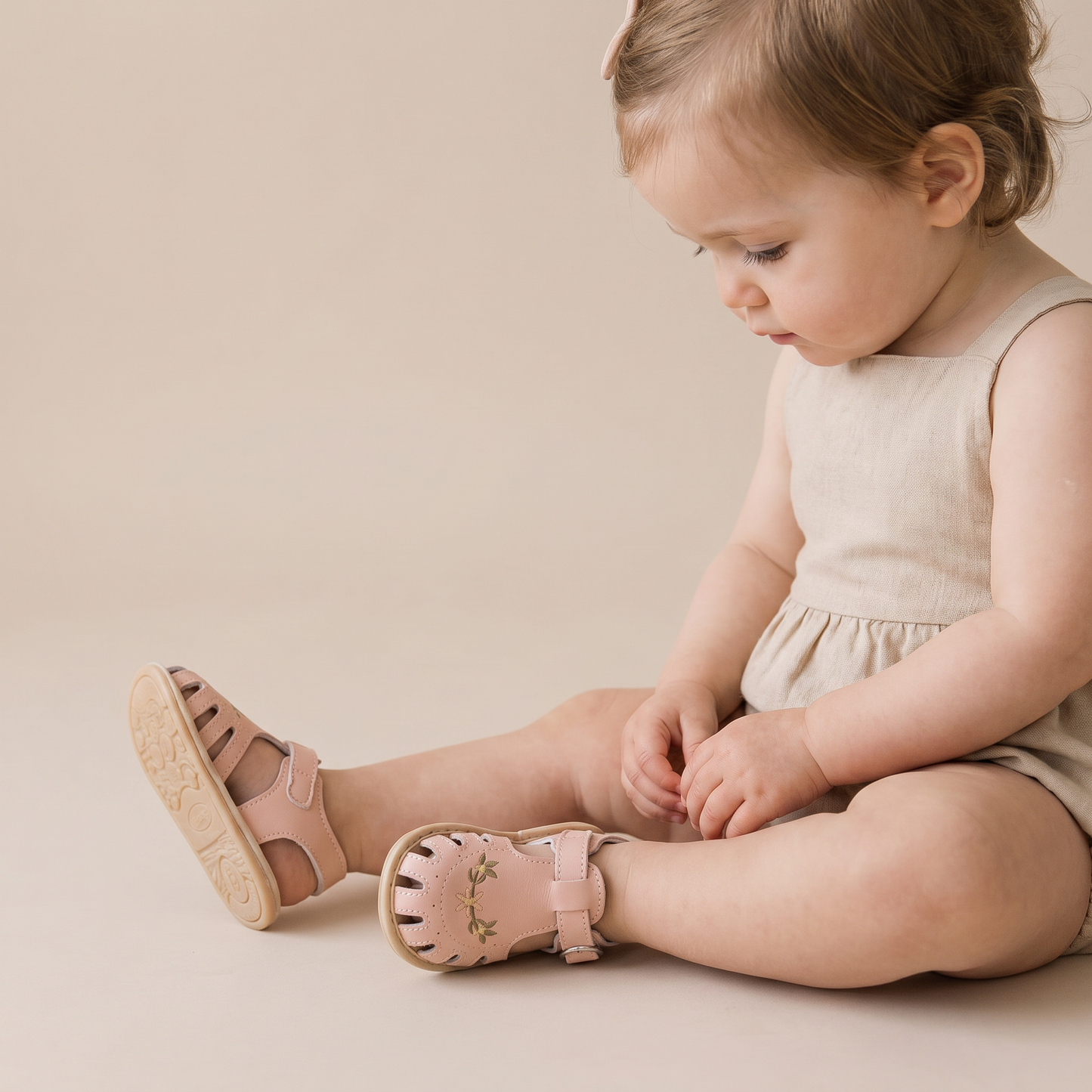 Embroidered Floral Closed-Toe Sandals
