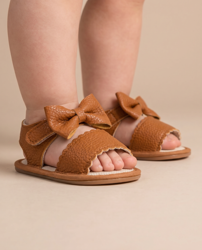 Peep-Toe Bow Slingback Sandals