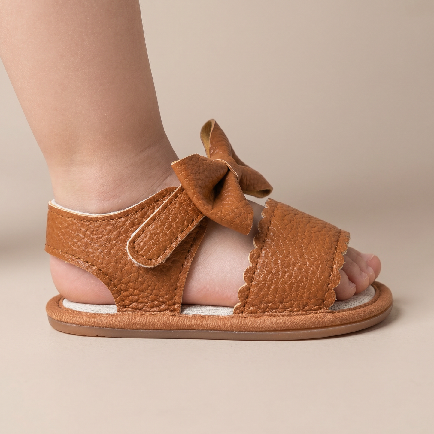 Peep-Toe Bow Slingback Sandals