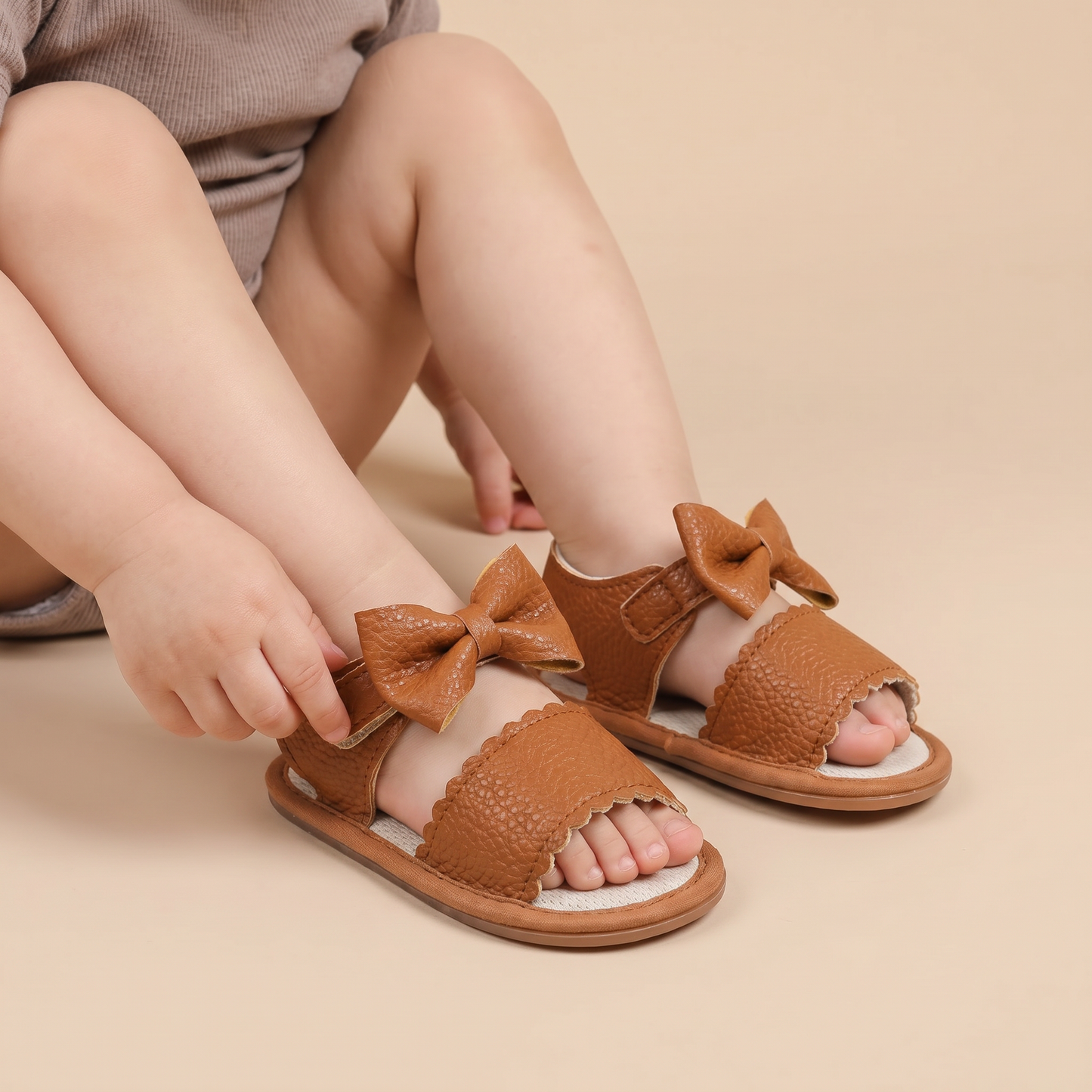 Peep-Toe Bow Slingback Sandals
