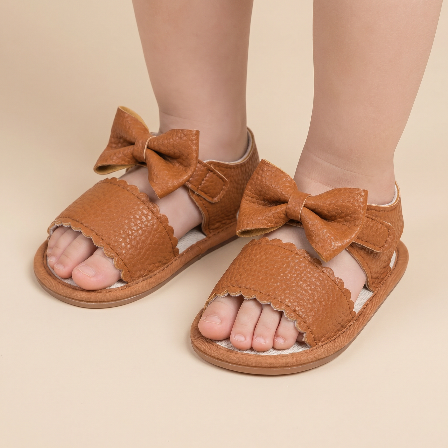 Peep-Toe Bow Slingback Sandals