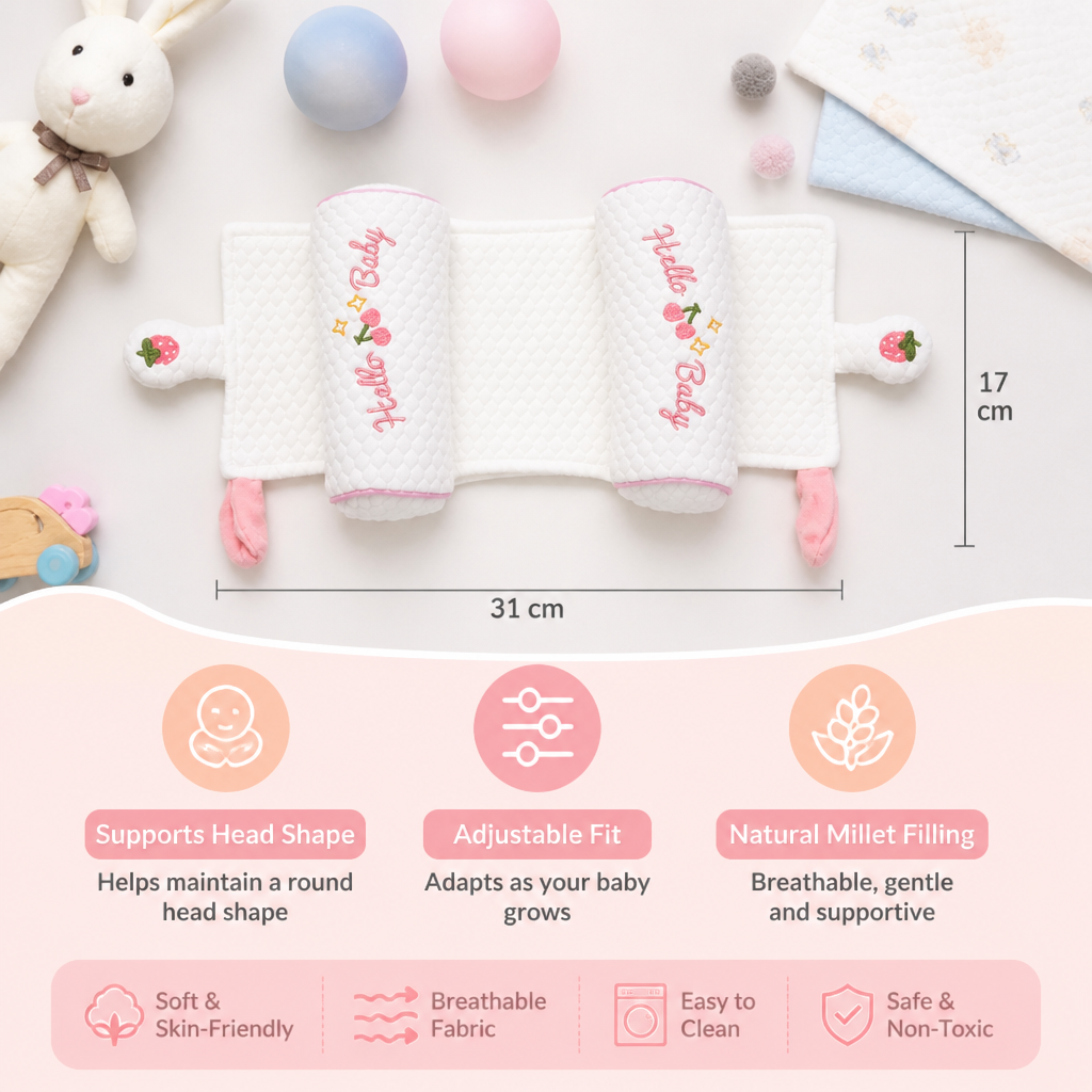 Adjustable Baby Head Shaping Pillow with Millet Filling