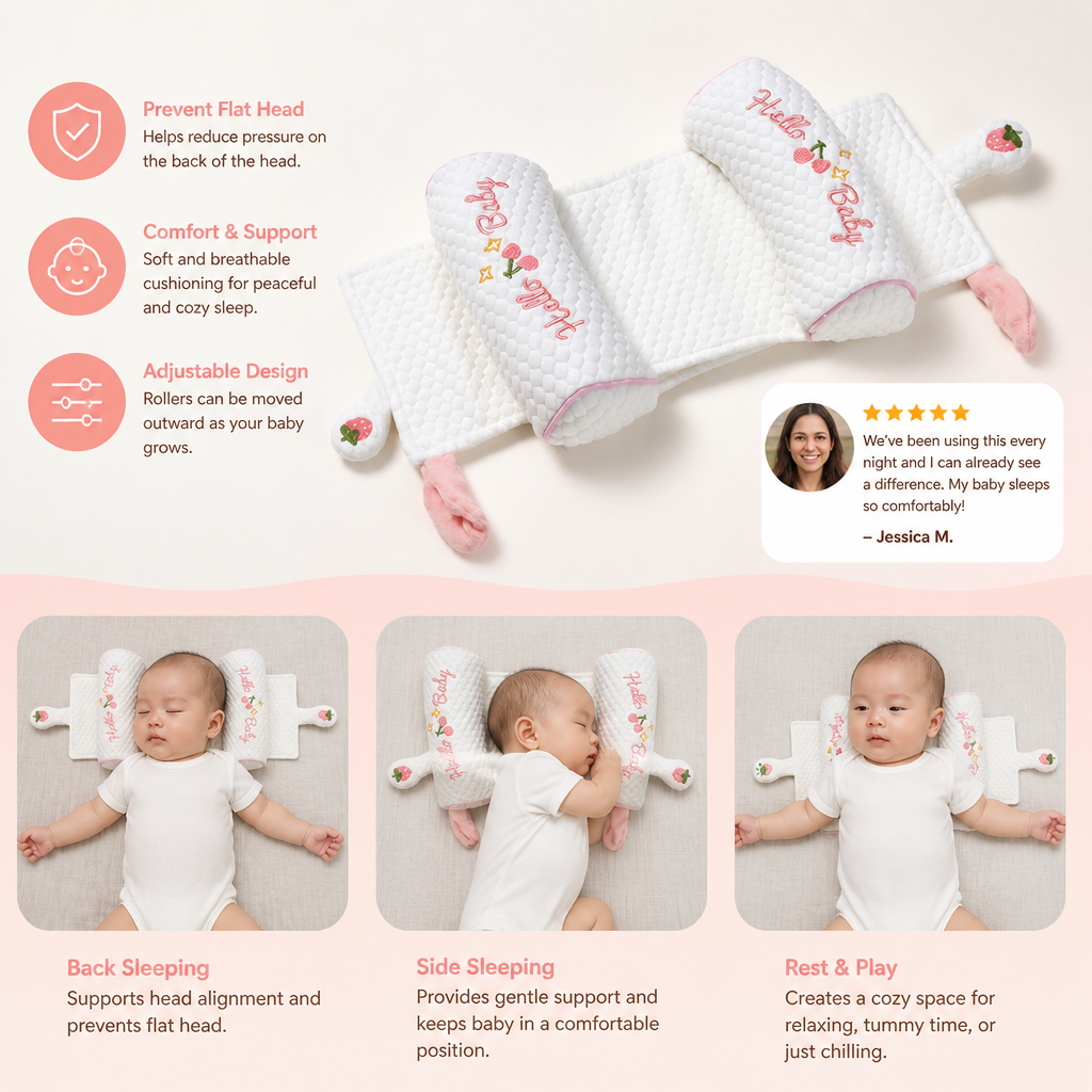 Adjustable Baby Head Shaping Pillow with Millet Filling