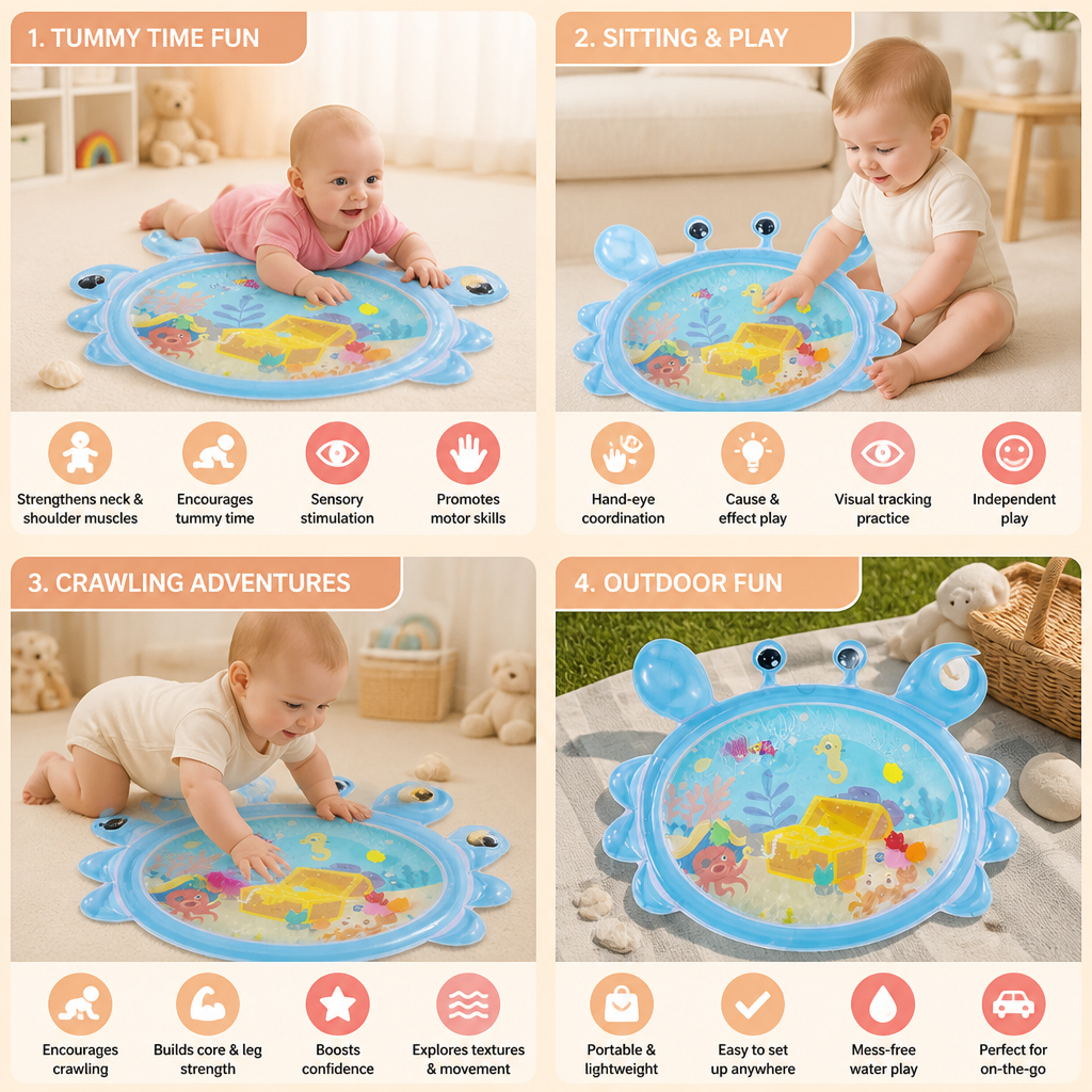 2in1 Interactive Tummy Time Toy & Play Mat