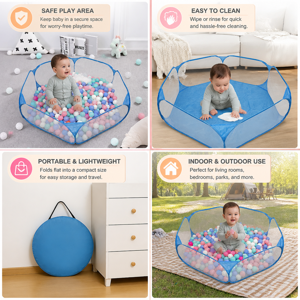 Portable Pop-Up Baby Playpen Tent for Toddlers