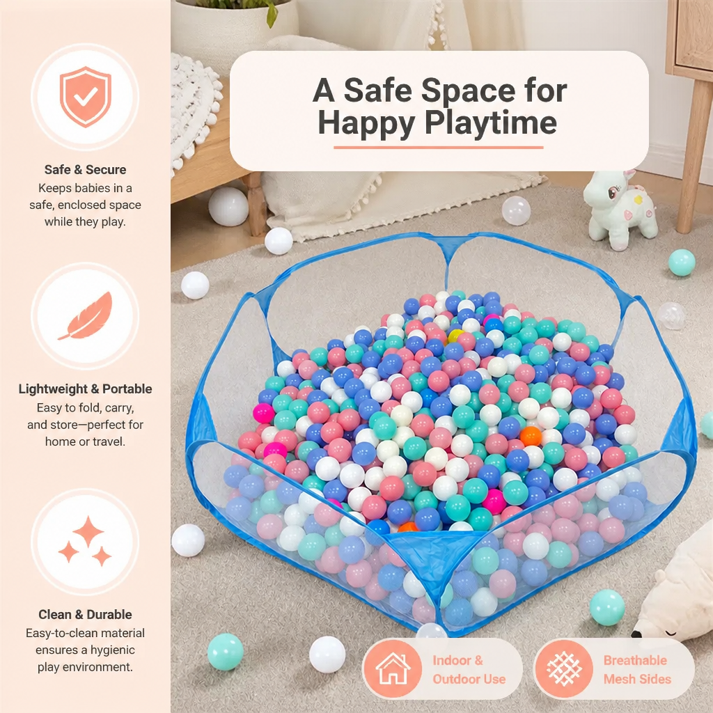 Portable Pop-Up Baby Playpen Tent for Toddlers