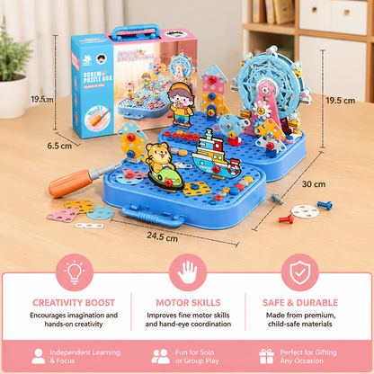 DIY Kids Engineering Tool Box with Building Board, Ferris Wheel & Electric Drill
