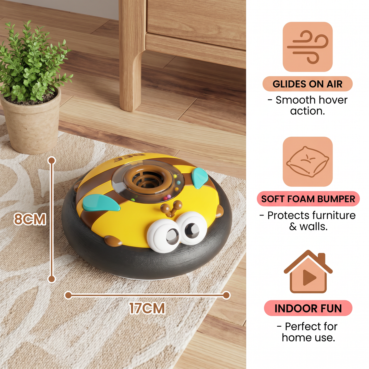 Cute Floating Air Soccer Ball with Soft Foam Bumper